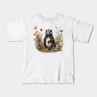 badger in flowers Kids T-Shirt